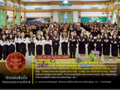 2569-06-26  การบรรยายให้ความรู้ โครงการอบรมพัฒนาบุคลากรเพื่อเพิ่มประสิทธิภาพในการปฏิบัติงานด้านการเงิน การบัญชี และการพัสดุของสถานศึกษาในสังกัดสำนักงานเขตพื้นที่การศึกษาประถมศึกษาชัยภูมิ เขต 1
